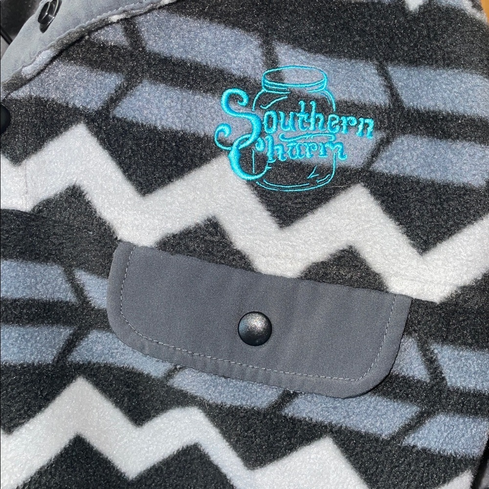 Women’s Gray Patterned Jacket southern charm top of the world size small - Picture 2 of 4